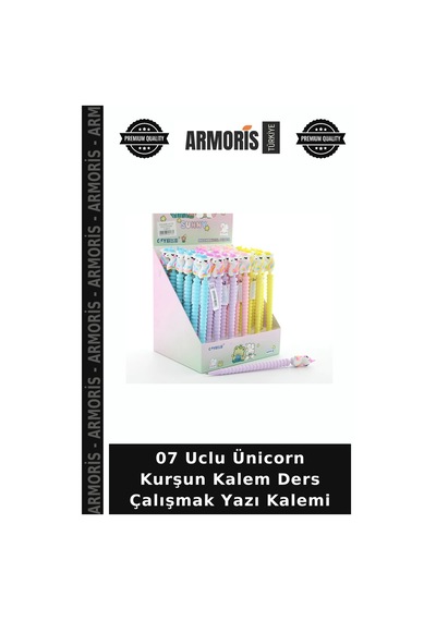 07 Uclu Ünicorn Kurşun Kalem Ders Çalışmak Yazı Kalemi Çok Renkli