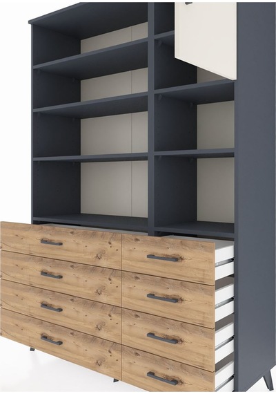 Hyperion Dolap 8 Raflı 8 Çekmeceli Tek Kapaklı 132x44x195 Antrasit-aytaşı/çam Aytası/atlas Çam Hyperion Dolap 8 Raflı 8 Çekmeceli Tek Kapaklı 132x44x195 Antrasit-aytaşı/çam Aytası/atlas Çam