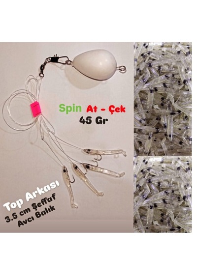 At-çek Spin Top Arkası 3,5 Cm 45 Gr Şeffaf Avcı Balık