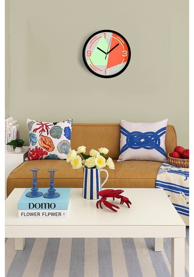 Soyut - Bohem - Geometrik Temalı Modern Duvar Saati - 30cm - Önü Camlı Siyah Kasa - Sessiz Mekanizma-jh0516 Siyah