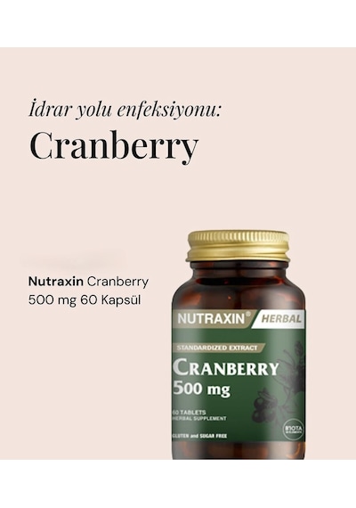 Nutraxin Cranberry - Turna Yemişi 500 Mg 60 Tablet