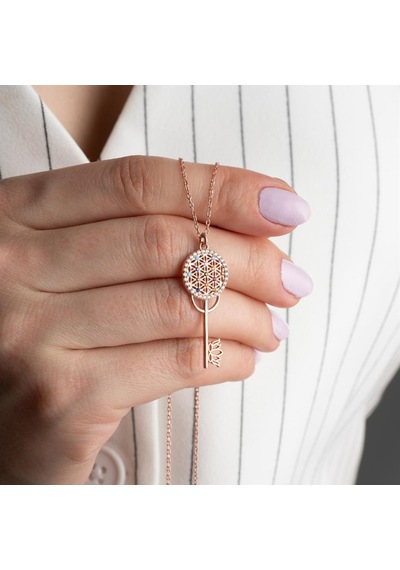 925 Ayar Rose Anahtar Gümüş Kolye
