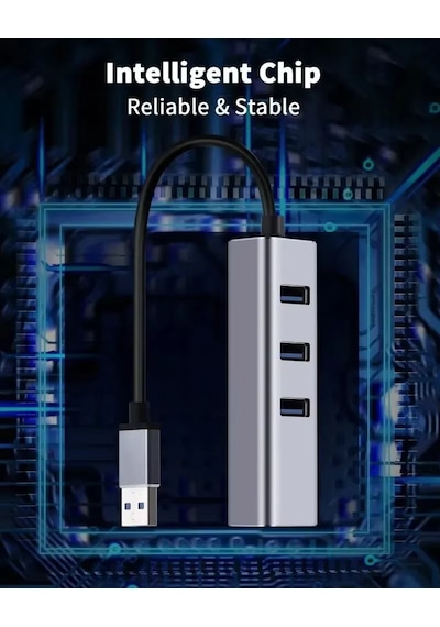 Usb 3.0 Gigabit Ethernet Adaptör + 3 Port Usb 3.0 Hub 4 İn 1 Çoklayıcı 1