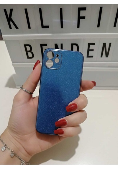 Apple Uyumlu iPhone 11 Silikon Simli Kılıf Modeli Mavi