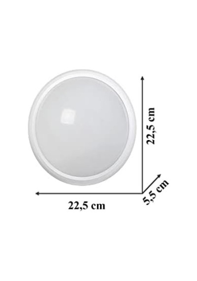 20w Ledli Glop Armatür 6400k Beyaz - Sıva Üstü Tavan Balkon Armatür Beyaz