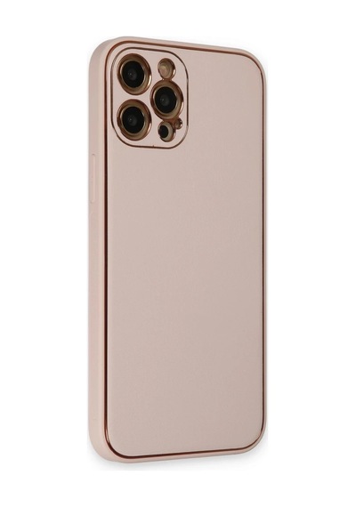 Apple iPhone Uyumlu  Uyumlu 12 Pro Kılıf Coco Deri Silikon Kapak - Pudra Renkli