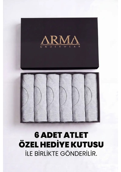 Floranova Premium Damat Tekstil Günlük Erkek Premium %100 Pamuk Gri Atlet 6'lı Çeyiz Seti