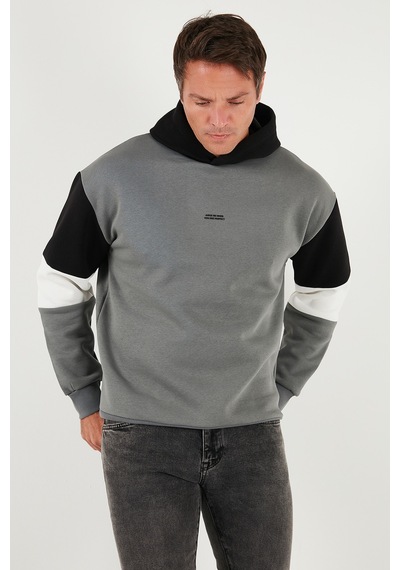 Buratti Pamuklu Relaxed Fit Kapüşonlu Içi Tüylü Yumuşak Şardonlu Erkek Sweat 5905299 Açık Haki
