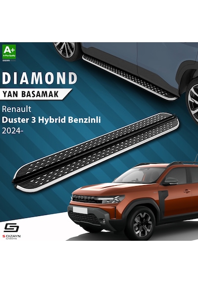S-dizayn Renault Duster 3 Hybrid Benzinli Diamond Krom Yan Basamak 183 Cm 2024 Üzeri A+ Kalite