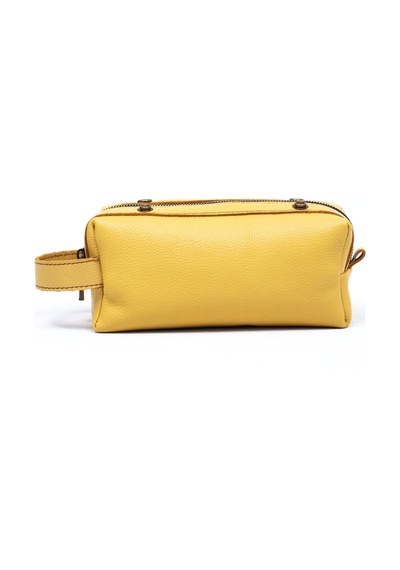 Gillario Design 06 Unisex Full Deri Sarı Dopp Kit