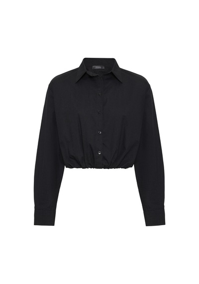 Antioch Crop Poplin Kadın Gömlek Siyah