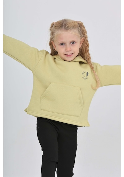 Toontoy Kız Çocuk Kalp Baskılı Sweatshırt Açık Yeşil