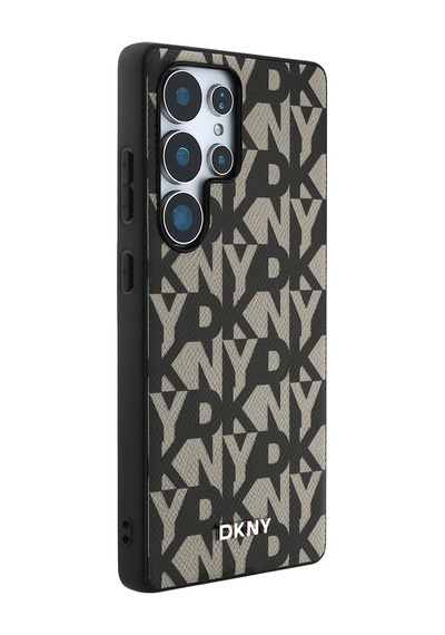 Galaxy Uyumlu S25 Ultra Kılıf Dkny Lisanslı M-safe Şarj Özellikli 3d Yazılı Grid Pattern Kapak Gri