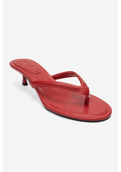 Luvi Shoes Norell Kırmızı Cilt Parmak Arası Kadın Topuklu Terlik