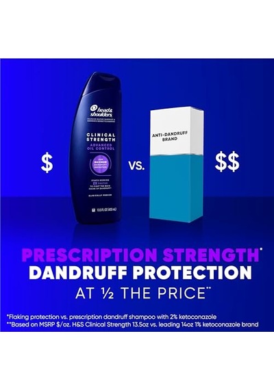 Head & Shoulders Klinik Güçte Kepek Şampuanı İkili Paket, Ferahlatıcı Narenciye Özlü Gelişmiş Yağ Kontrolü, Her Biri 13,5 Oz.