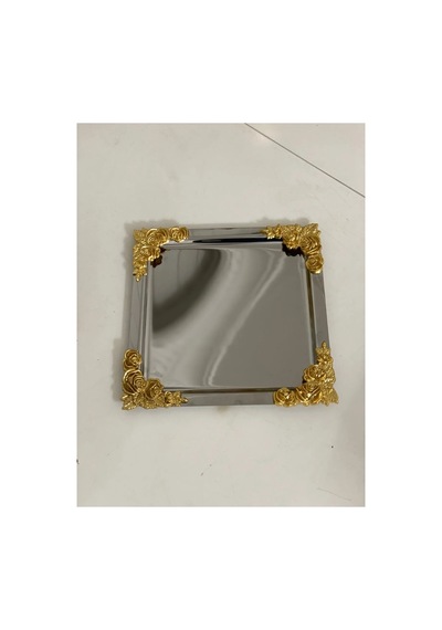 Gümüş Gold Detaylı 18/10 Çelik Kahve Sunum Tepsisi 6 Adet Gümüş