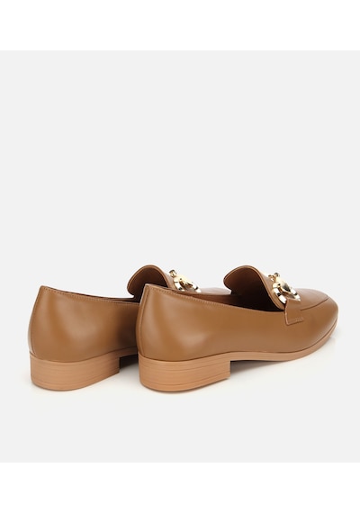 Hotiç Kadın Deri Kahverengi Tokalı Klasik Loafer