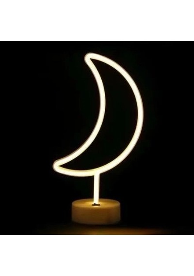 Neon Işıklı Ay Masa Gece Lambası Pil+usb Diğer