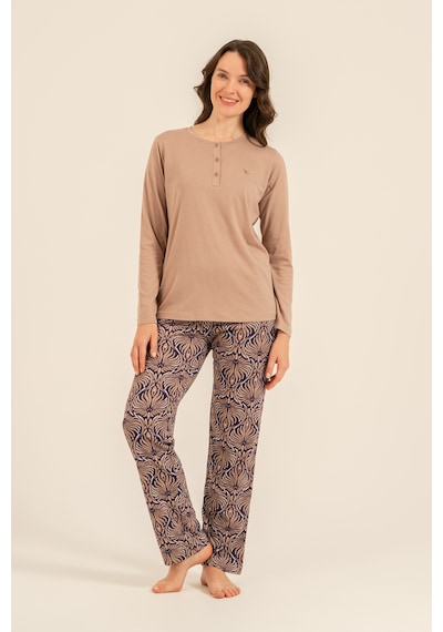 Arnetta 3770 Modal Pamuk Yumuşak Dokulu Uzun Kol Battal Büyük Beden Kadın Pijama Takımı Vizon Arnetta 3770 Modal Pamuk Yumuşak Dokulu Uzun Kol Battal Büyük Beden Kadın Pijama Takımı Vizon