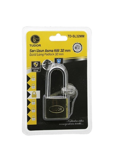 Tudor Td-sl32mm Vakumlu 32mm Sarı Uzun Kancalı Asma Kilit- 12'li Paket Diğer