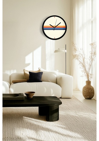 Modern Tasarım Duvar Saati - 30cm - Önü Camlı Siyah Kasa - Sessiz Mekanizma-jh0490 Siyah