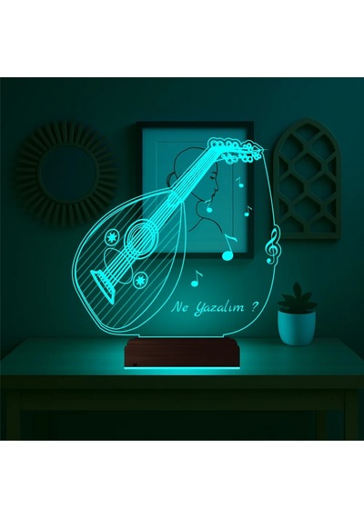 Luvivia Ud Udi Müzik Nota Kişiye Özel 3d Lamba - Masa Gece Lambası
