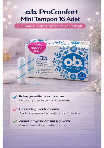 O.b. Procomfort Mini Tampon 16lı 1 Paket Ultimate Comfort Silktouch Teknolojili