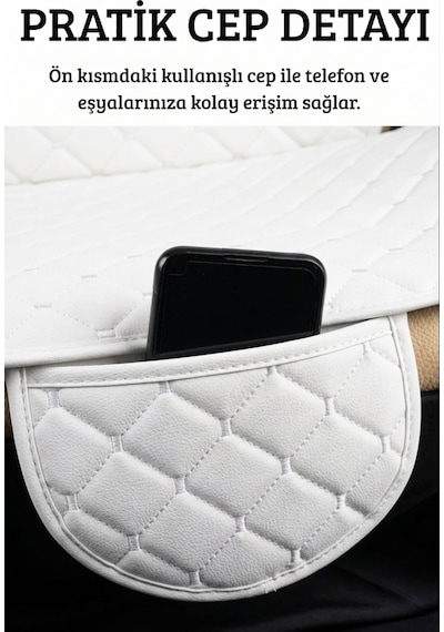 Ergonomik Cepli 3 Parça Oturak Deri Oto Minder Seti Gri