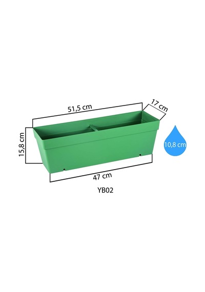 Ayrex Yb02 Yalı Balkon Saksı Drenaj Aparatlı 51,5cm, 10,8 Litre Kirli Beyaz Genel