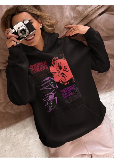 Sevbano Tasarım Ryomen Sukuna Satoru Gojo Baskılı Unisex Oversize Jujutsu Siyah Sevbano Tasarım Ryomen Sukuna Satoru Gojo Baskılı Unisex Oversize Jujutsu Siyah