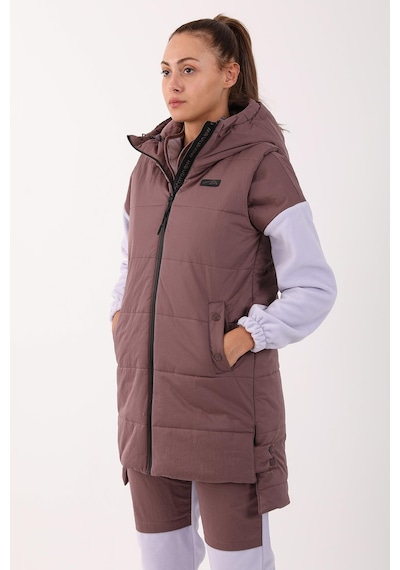 Maraton Sportswear Comfort Kadın Kapşonlu Kolsuz Basic Lila Yelek 21402-lila Lila