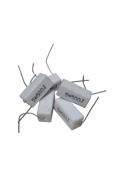 5 Adet 50r 50 R 50ohm 5w Taş Direnç Beyaz 10x10x22mm