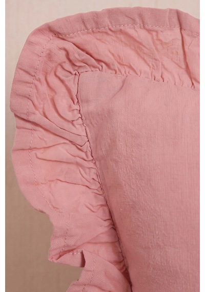 Pembe Fırfırlı Dekoratif Kırlent Kılıfı