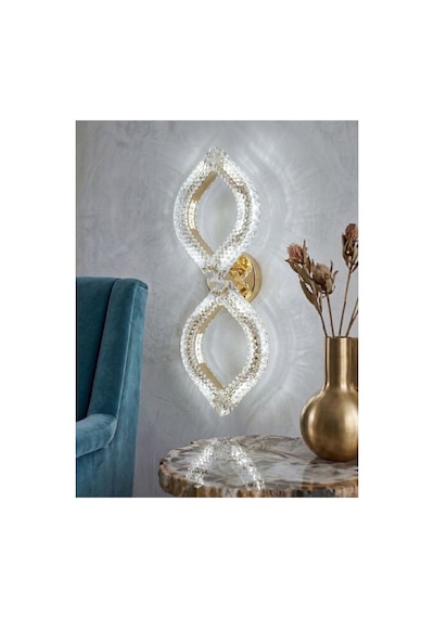 Yonca Model İkili Gold 3 Renk Modu Kristal Taşlı Salon Mutfak Yatak Çocuk Odası Aplik