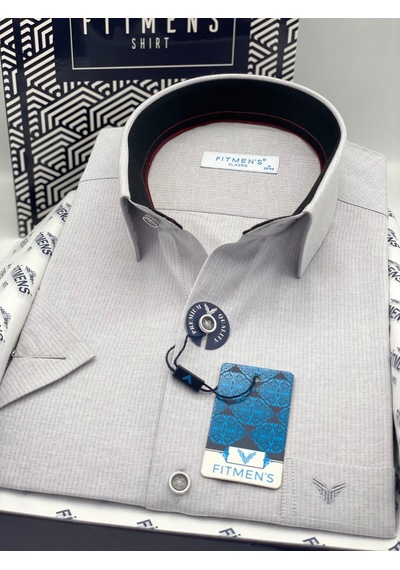 Klasik Kısa Kol Keten Cotton Hediye Kutulu Erkek Gömlek Fs-003624 - Gri-3358