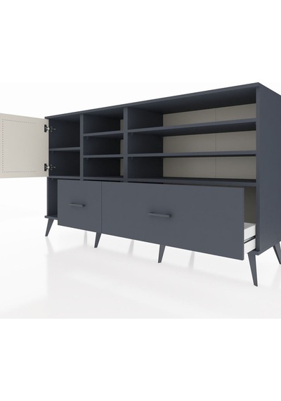 Hyperion Konsol 8 Raflı 2 Çekmeceli Tek Kapaklı 176x44x99 Antras Antrasit-aytaşı/antrasit Hyperion Konsol 8 Raflı 2 Çekmeceli Tek Kapaklı 176x44x99 Antras Antrasit-aytaşı/antrasit