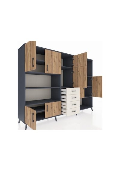 Hyperion Dolap 10 Raflı 4 Çekmeceli 8 Kapaklı 220x44x163 Antrasit Antrasit-çam/aytaşı Hyperion Dolap 10 Raflı 4 Çekmeceli 8 Kapaklı 220x44x163 Antrasit Antrasit-çam/aytaşı