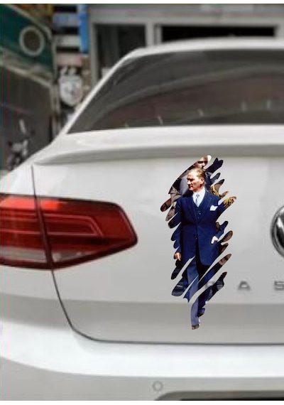 Büyük Atatürk Mustafa Kemal Atatürk Sticker - Araba Oto Motosiklet Karavan Sticker - 00322 20x9 Cm