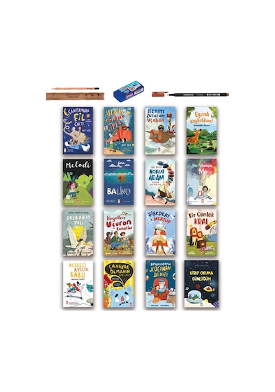 Timaş Çocuk 2. 3. Sınıf Hikaye Seti 16 Kitap - Çantamdan Fil Çıktı - Uzaya Giden Tren - Melodi - Balino - Peli