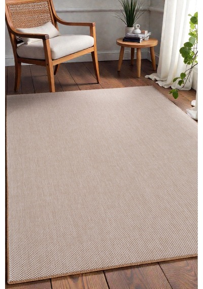 Doğal Jüt Görünümlü Düz Dokuma Kilim Açık Bej Minimal Tasarım Bej Bej