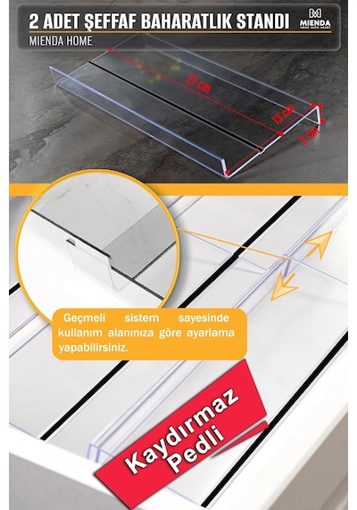Mienda Home 2 Adet Kaydırmaz Pedli Şeffaf Stand Baharatlık Standı Çekmece Içi Düzenleyici Mh.ydk.plx2 Diğer