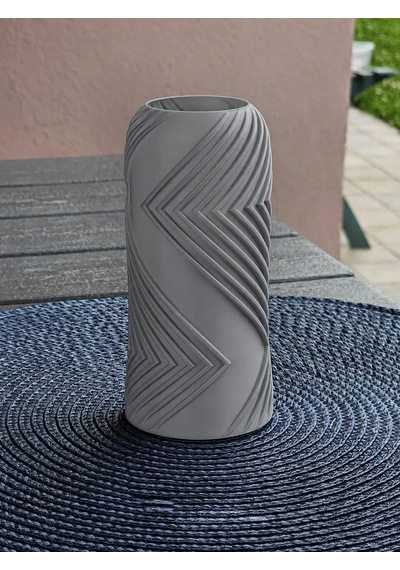 3d Baskı Vector Vazo - Geometrik Çizgili Dekoratif Vazo-gri Çok Renkli