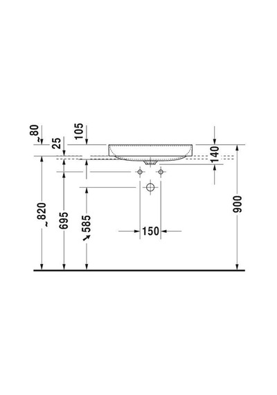 Duravit Durasquare Canak Lavabo Taslanmıs 600 x 345 MM 2355600000
