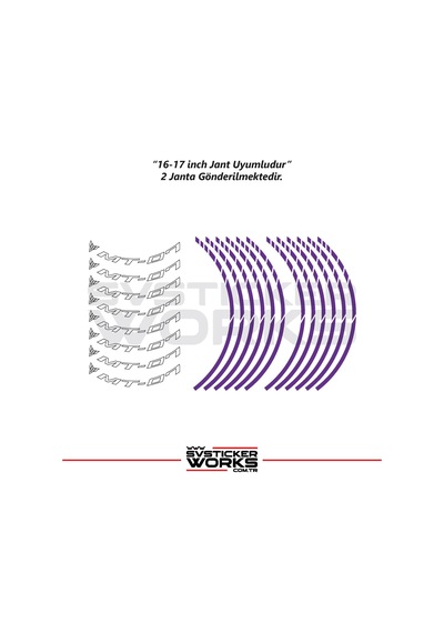 Yamaha Mt-07 Jant Sticker Dış Ve İç Set Sticker Jant Şeridi Mor