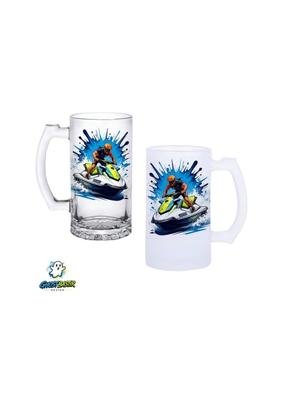 Jetski Kulplu Bira Bardağı Buzlu Veya Şeffaf Seçenekli 0303