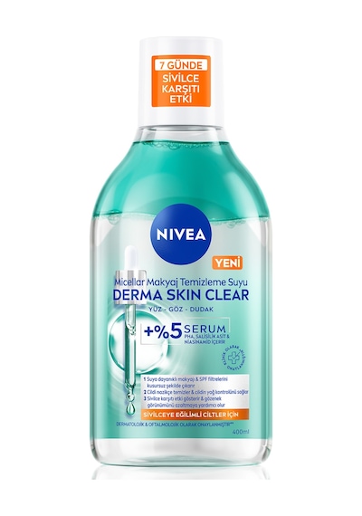 Nıvea Derma Skin Clear Serum Etkili Çift Fazlı Micellar Makyaj Temizleme Suyu 400 Ml 2 Adet