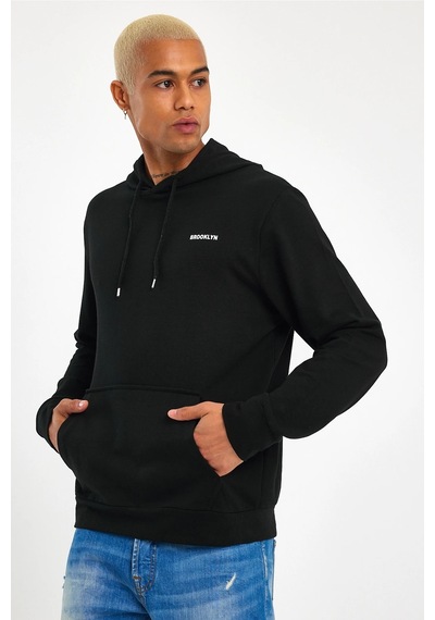 Süperlife Kapşonlu Uzun Kollu Baskılı Dar Kalıp İnce Erkek Sweatshirt Spr 2019k61 Haki