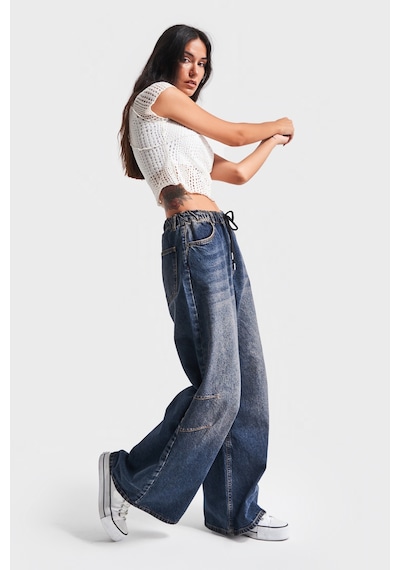 Itsbasic Kadın T.kot Rengi 2w48 Bağcıklı Palazzo Fit Beli Laslikli Denim Jean Kırmızı