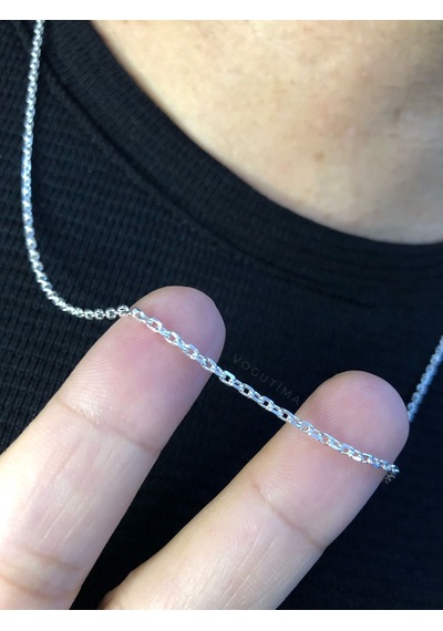 Erkek Kadın Gümüş Kolye - 1.5mm Forse Model 925 Ayar Unisex Işıklı Kutuda Sevgiliye Eşe Kolye Zincir
