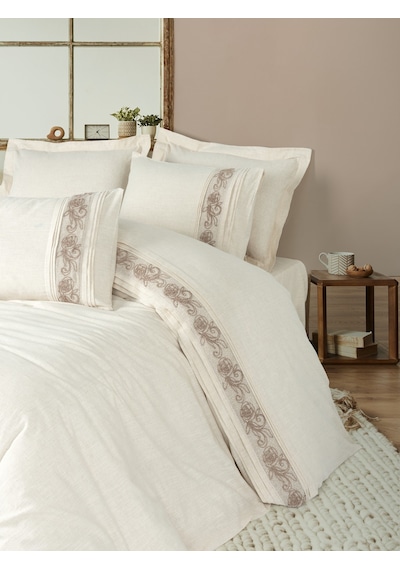Cotton Box Inborn Çift Kişilik Nevresim Takımı Floro Bej